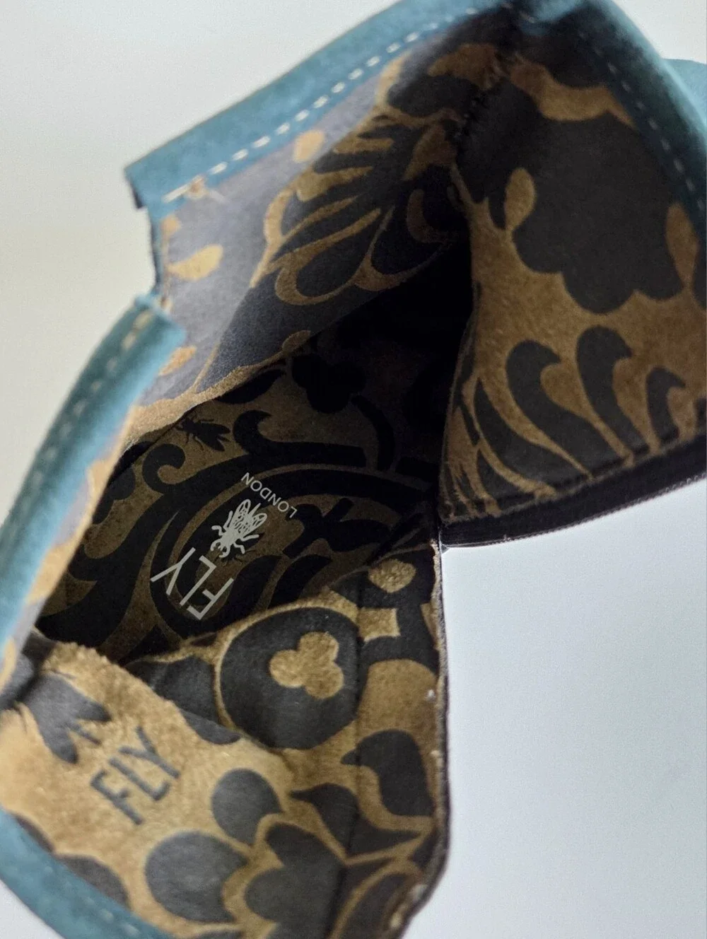 NWOT Fly London Rily Bootie "Oil Suede Petrol" / Teal, Big Buckle Sz 40, 9-9.5 - Picture 7 of 15